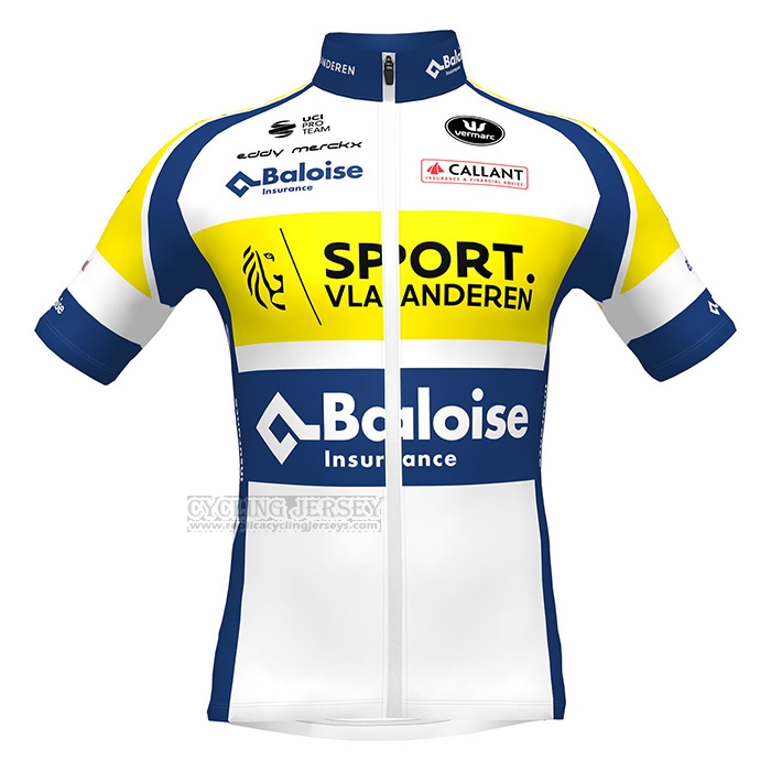 2022 Cycling Jersey Sport Vlaanderen-Baloise Blue Yellow Short Sleeve and Bib Short